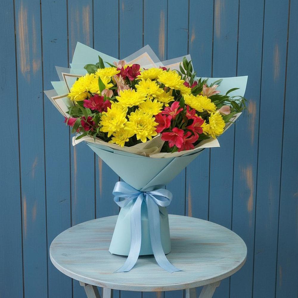 Букет цветов из: Альстромерии и Хризантемы в Ундоры