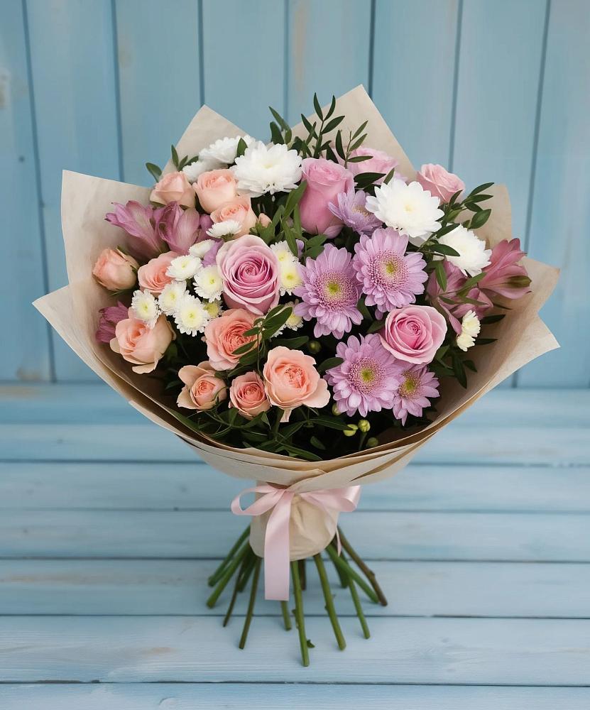 Букет цветов из: Хризантемы, Розы и Альстромерии в Ундоры