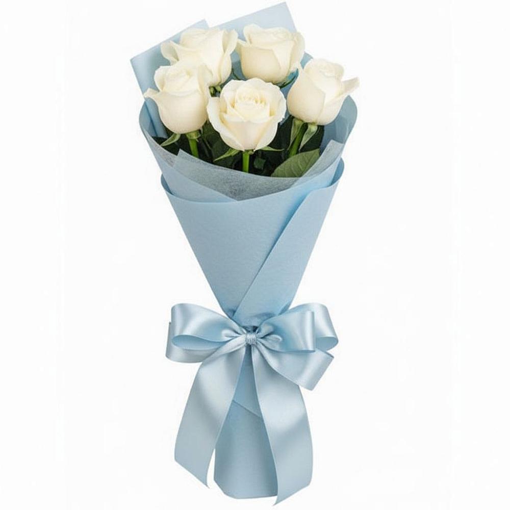 Букет 5 Белых роз Проуд в Ундоры
