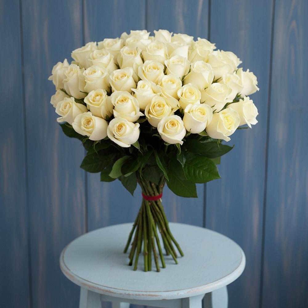 Букет 51 Белая роза Эдлесс Лав в Ундоры