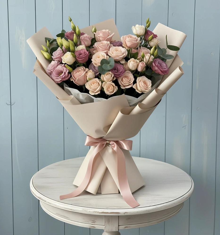 Букет цветов из: Розы и Лизиантусы в Ундоры