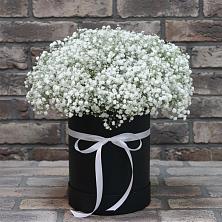Цветочная композиция из Гипсофила в шляпной коробке в Ундоры