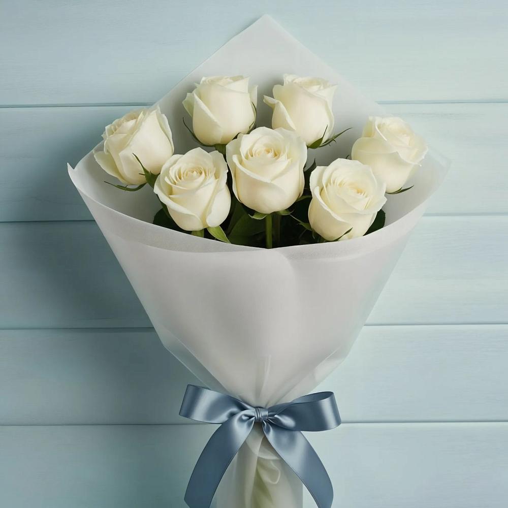 Букет 7 Белых роз Эдлесс Лав в Ундоры